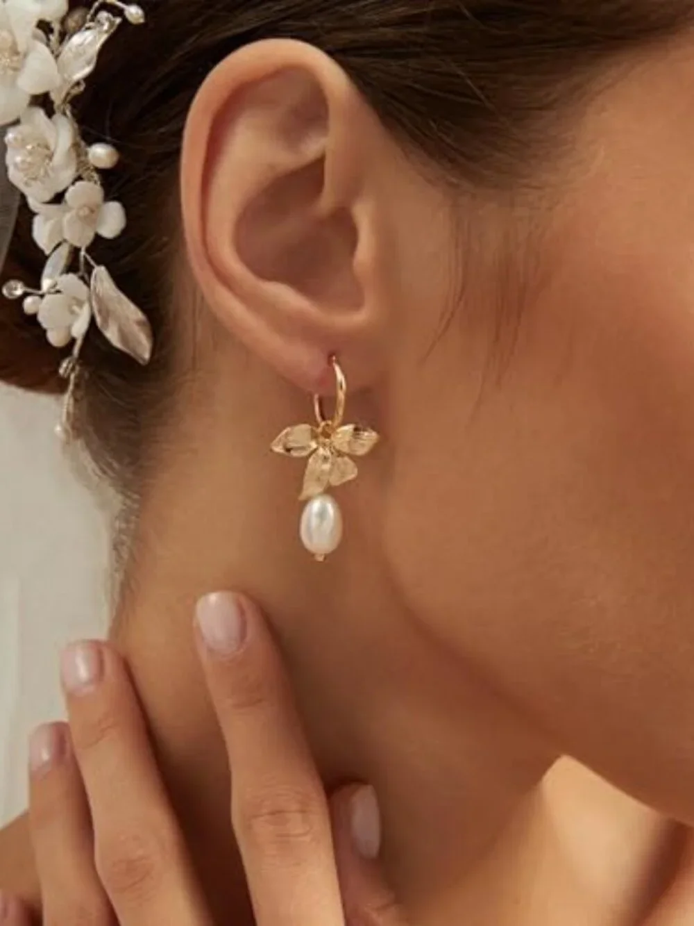14K Gold Plated Pearl Drop Earrings for Women Dangle Wedding Bridesmaid